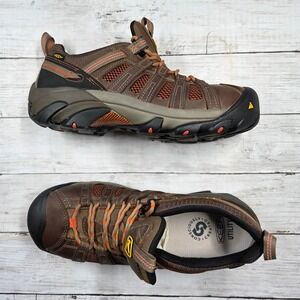 KEEN Utility Work Shoe Mens 10.5D Brown Flint Low Steel Toe EH Slip Resistant